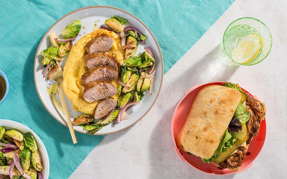 Spiced Pork Tenderloin & Parmesan Polenta Pulled Pork Cuban-style Sandwich,